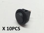 10pcs Round Red Dot LED Rocker Switch SPST On/Off
